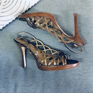 Bakers Gold Strappy Heels